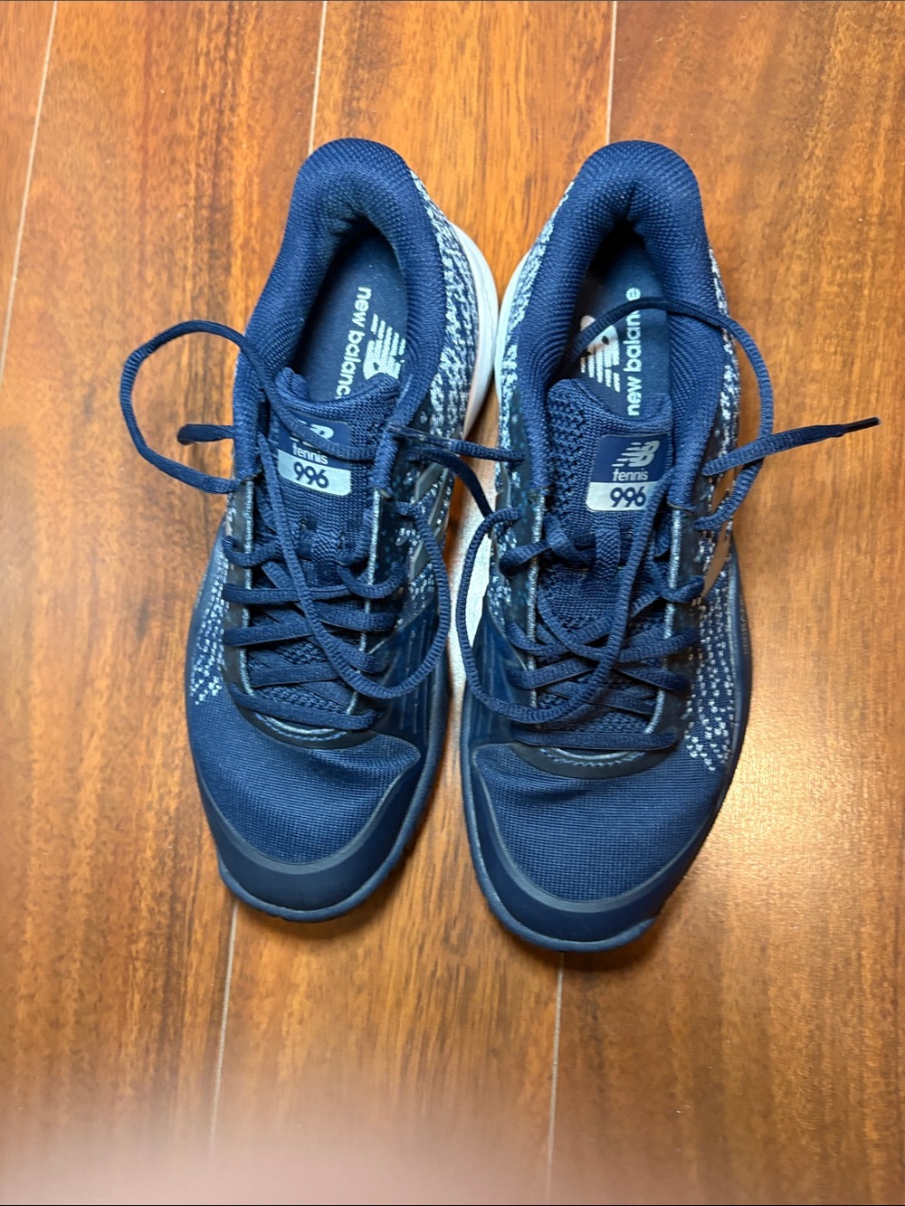 New Balance Women 996 Navy Knit Sneakers